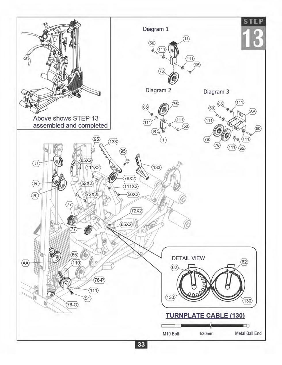 Body-Solid F600 綜合訓練器安裝步驟及穿線圖